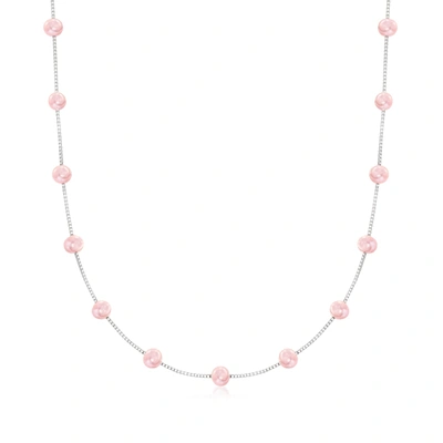 ROSS-SIMONS 6-6.5MM PINK CULTURED PEARL STATION NECKLACE IN STERLING SILVER