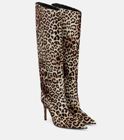 Alexandre Vauthier Woman Knee Boots Beige Size 8 Textile Fibers In Multi