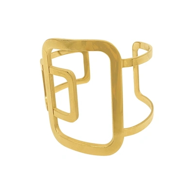 Adornia 14k Gold Plated Sculptural Cuff Bracelet In Yellow