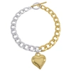 Adornia Water Resistant Half And Half Heart Chain Toggle Bracelet Silver Gold In Multi
