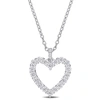 Mimi & Max 3/5ct Dew Created Moissanite Open Heart Pendant With Chain In Sterling Silver In White