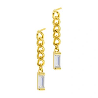 Adornia Chain Crystal Drop Earrings Gold In Yellow
