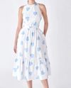 ENGLISH FACTORY ALL MY LOVE MIDI DRESS IN WHITE/BLUE