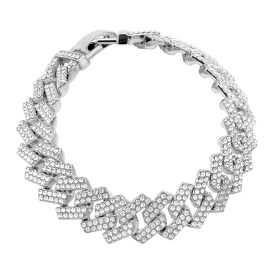 Adornia Edgy Cuban Crystal Chain Bracelet Silver