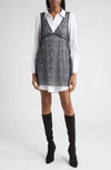 Cinq À Sept Catilina Combo Lace Shirting Mini Dress In Black/ White