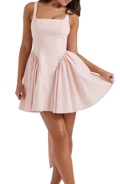House Of Cb Florianne Bow Back Dress In Soft Peach