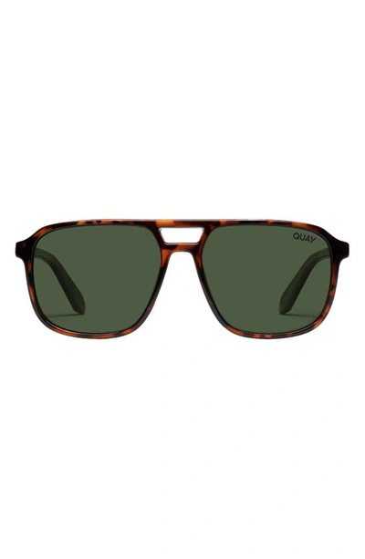 Quay On The Fly 45mm Gradient Polarized Small Aviator Sunglasses In Tortoise / Green Polarized