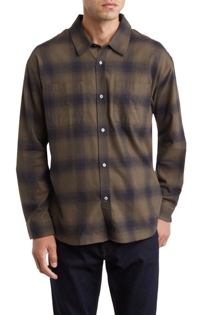 Frame Plaid Cotton-flannel Shirt In Khaki Green Plaid