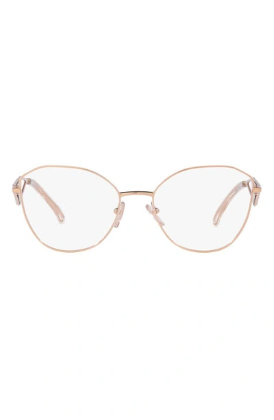 Prada 55mm Round Optical Glasses In Pink Gold