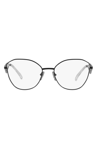 Prada 55mm Round Optical Glasses In Black