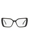 Prada 55mm Square Optical Glasses In Black/ Yellow Marble