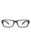 Prada 55mm Rectangular Optical Glasses In Black