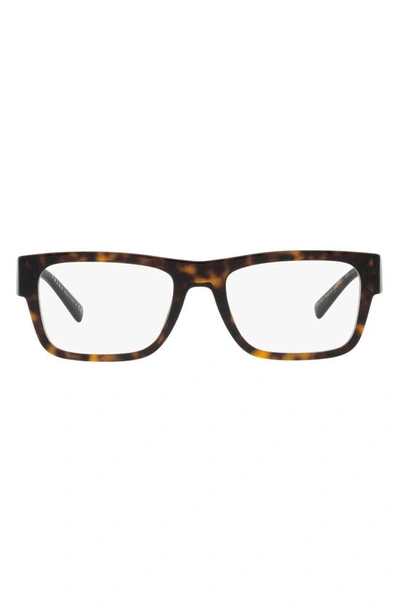 Prada 54mm Rectangular Optical Glasses In Brown