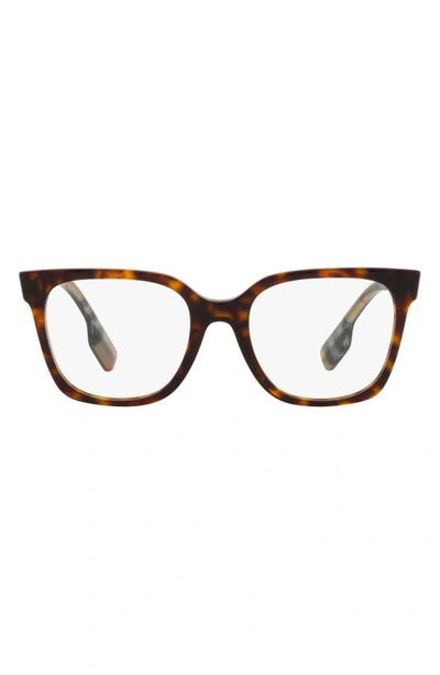 Burberry Evelyn 52mm Square Optical Glasses In Dark Havana