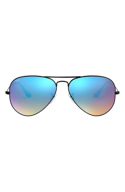 Ray Ban 55mm Mirrored Phantos Sunglasses In Black Blue