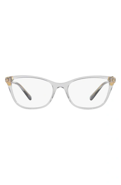 Versace 55mm Cat Eye Optical Glasses In Transparent Grey