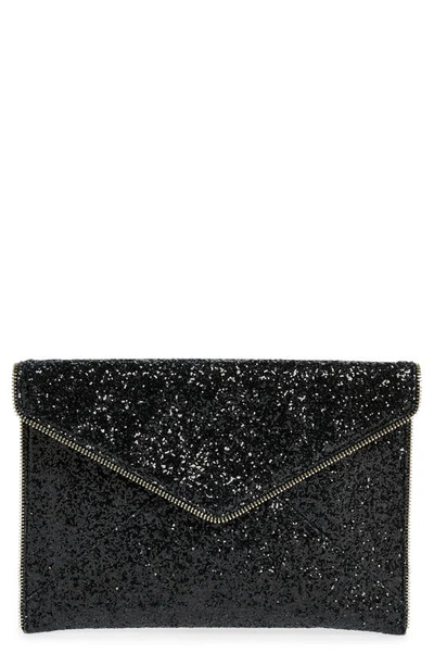 Rebecca Minkoff Leo Glitter Envelope Clutch In Black