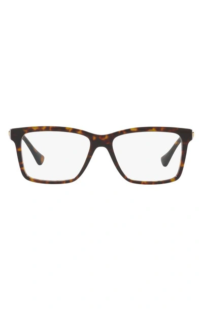 Versace 56mm Rectangular Optical Glasses In Havana