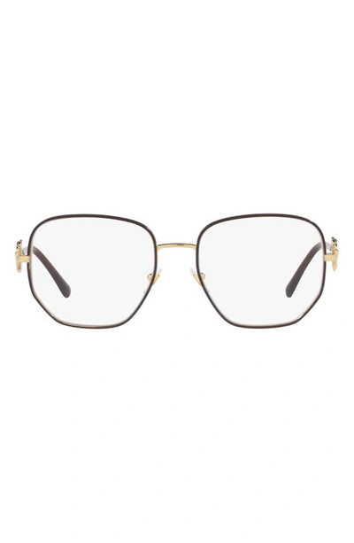 Versace 54mm Irregular Square Optical Glasses In Bordeaux