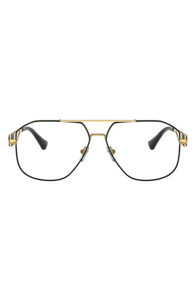 Versace 59mm Pilot Optical Glasses In Black Gold