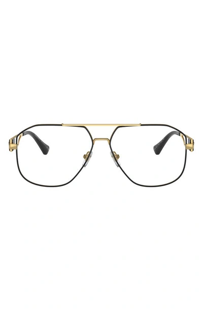 Versace 57mm Pilot Optical Glasses In Black Gold