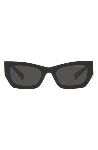 Miu Miu 53mm Rectangular Sunglasses In Black