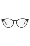 Burberry 51mm Round Optical Glasses In Shiny Black
