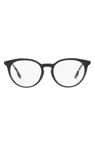 Burberry 51mm Round Optical Glasses In Shiny Black