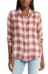 Lucky Brand Women's Cloud Plaid Boyfriend Flannel Shirt In Dusty Cedar Plaid
