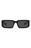 Prada 54mm Rectangular Sunglasses In Black/ White