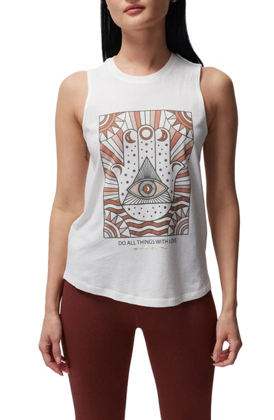 Spiritual Gangster Do All Things With Love Cotton & Modal Muscle Tank In Cream