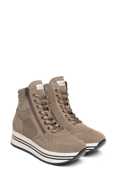 Nerogiardini Suede Zipper High-top Wedge Sneakers In Grey