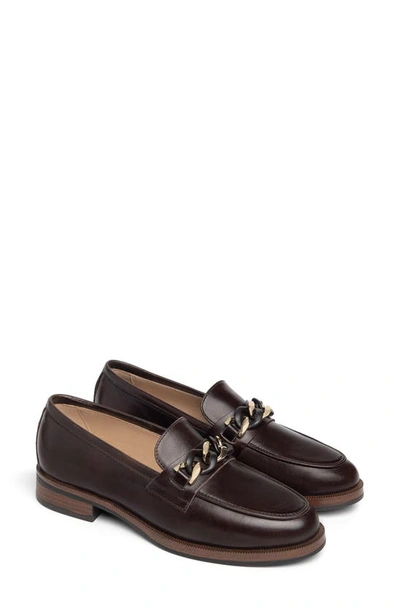 Nerogiardini Leather Chain Slip-on Loafers In Dark Brown