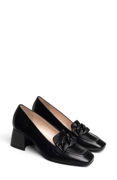 Nerogiardini Leather Chain Heeled Loafer Pumps In Black