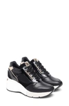 NEROGIARDINI MIXED MEDIA PLATFORM WEDGE SNEAKER