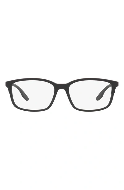 Prada 56mm Pillow Optical Glasses In Rubber Black