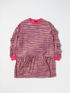 Missoni Melange-effect Logo-print Dress In Fuchsia