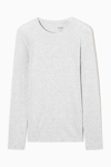 Cos Ribbed Jersey Long-sleeved Top In Gray