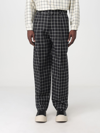 Shop Marni Pants In Virgin Wool With Check Pattern In Black