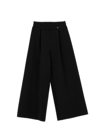 Monnalisa Kids'   Pinstripe Cropped Trousers In Black