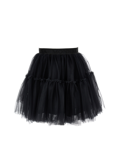 Monnalisa Kids'   Silk-touch Tulle Skirt In Black