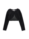 Monnalisa Merino Lurex Wraparound Cardigan In Black + Silver