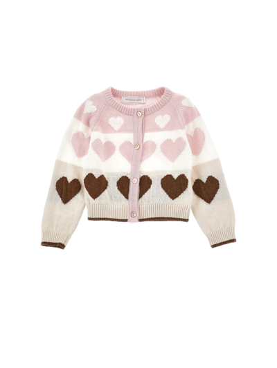 Monnalisa Super-soft Hearts Cardigan In Light Pink