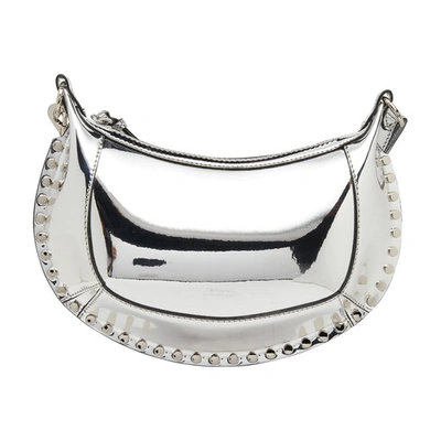 Isabel Marant Oskan Moon Mirror Effect Shoulder Bag In Silver
