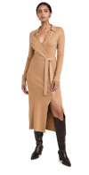 Paige Womens Deep Camel Carmen Wrap-front Woven-blend Midi Dress In Dark Camel