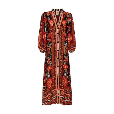 Farm Rio Nature Beauty Printed Maxi Dress In Nature_beauty_red