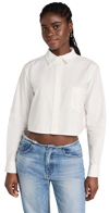 Good American Oxford Crop Shirt In White001