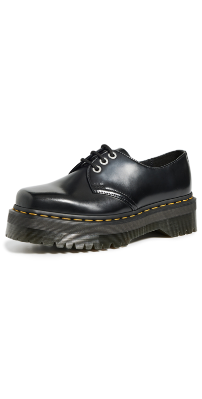 Dr. Martens' 1461 Quad Squared Oxford Shoes In Black Polished Smooth