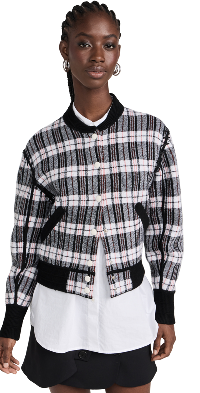 3.1 Phillip Lim Wool Plaid Jacquard Bomber Jacket In Black