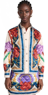 La Doublej Edie Quilted Floral Print Top Jacket In Multicolour